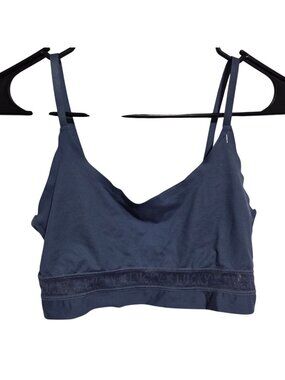 Lucky Brand Bralette Size Medium Blue Logo Band Adjustable Straps Comtarble